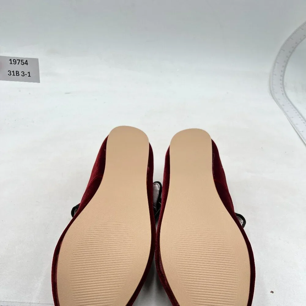 miss left Women Bowknot Ankle Strap Mary Jane Classic Closed Round Toe Flats Red - Picture 7 of 8